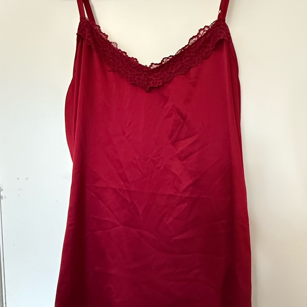 Torrid Red Satin Chemise with Lace Trim